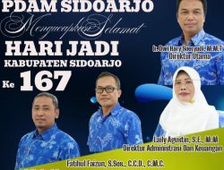 Dewan Direksi dan Karyawan Perumda Delta Tirta Sidoarjo Mengucapkan Selamat Hari Jadi Kabupaten Sidoarjo ke-167 Tahun 2026