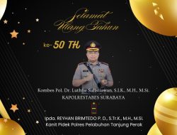 Kanit Pidek Polres Pelabuhan Tanjung Perak Mengucapkan Selamat Ulang Tahun kepada Bapak Kapolrestabes Surabaya