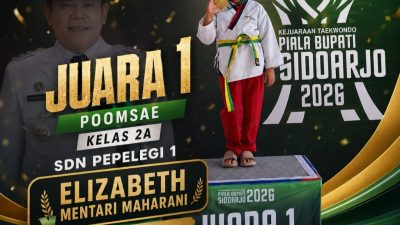 SD Negeri Pepelegi 1 Waru Meraih Juara 1 dalam Kategori Cabang Olahraga Taekwondo di Piala Bupati Sidoarjo 2026