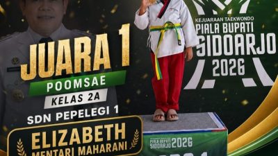 SD Negeri Pepelegi 1 Waru Meraih Juara 1 dalam Kategori Cabang Olahraga Taekwondo di Piala Bupati Sidoarjo 2026